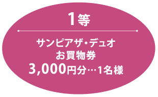 １等 サンピアザ・デュオ お買い物券 3,000円分…1名様